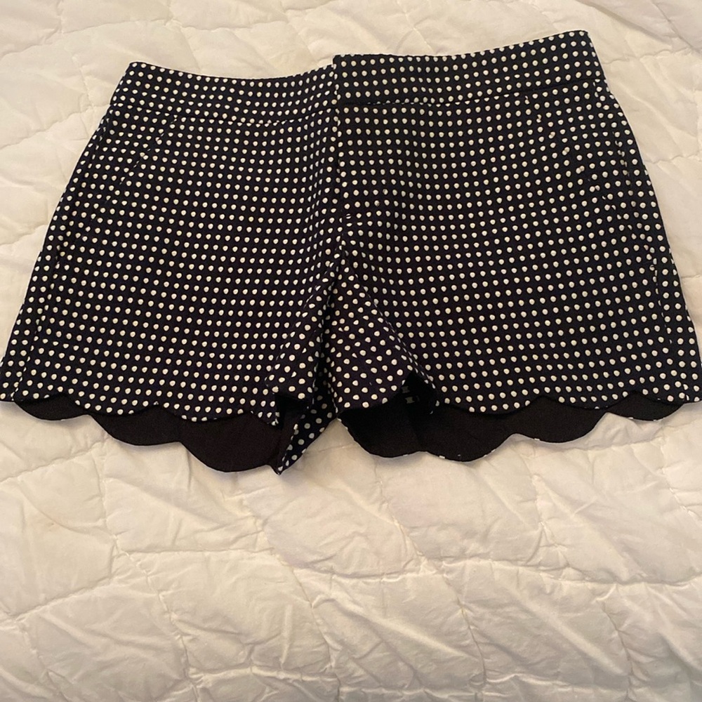 Club Monaco black and white polka dot scalloped short